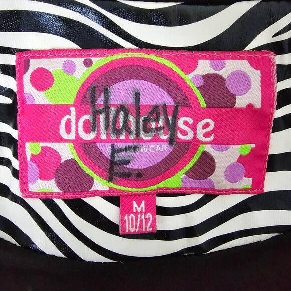 Dollhouse Hooded Rain Jacket Zebra Animal Print Elbow Patch S/M Black White - Picture 10 of 11